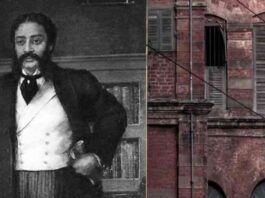 portrait of madhusudan dutta and old building